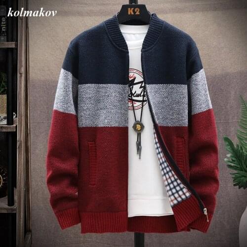 2020 New Arrival Winter Style Men Boutique Warm Cardigan Sweater High Quality Solid Knitted Thicken Stand Collar Sweater Coat