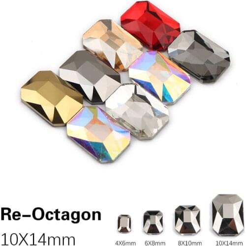 New Style 10X14mm Big Long Octagon Nail Rhinestone Colorful Flatback Glass Crystals Use for Nail DIY Decorations Rhinestones