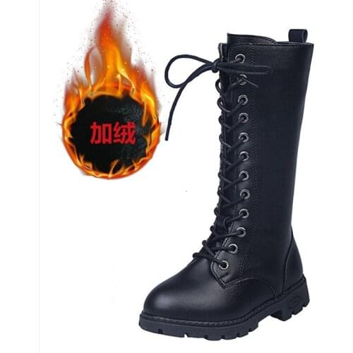 Autumn Winter Children Fashion Show Long Boots For Kids Girls Rubber Knee-high Platform Motorcycle Snow Boots Red Black New 2020