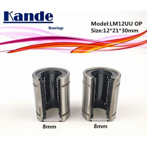 Kande Bearings 2pcs LM12OP LM12UUOP LM12UU OP Linear bearings Open Type CNC Linear Bushing LM12OP 12*21*30MM
