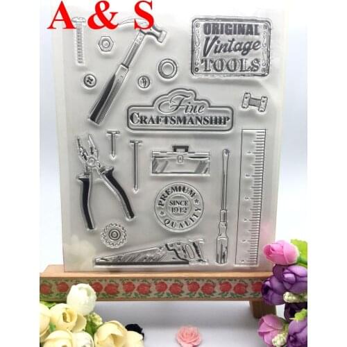 CLEAR STAMPS Vintage Tools Fine Craftsmanship Scrapbook Card album paper craft silicon rubber transparent stamp