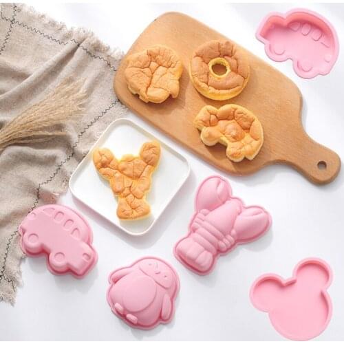 6 Inch Silicone Cartoon Layered Cake Bakeware Mold Round Burger Mold Cheese Sushi Non-stick Mold Baking Tool Rainbow Bakeware