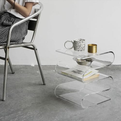 Nordic Wave Bending And Folding Acrylic Ornaments Coffee Table Minimalist By The Wall Side Table Bookshelf Hotel Decoration