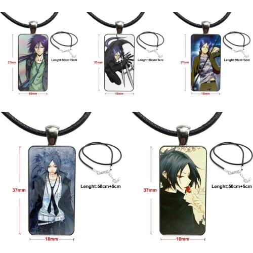 Katekyo Hitman Reborn Rokudo Mukuro Glass Cabochon Choker Pendant Rectangle Necklace Steel Color Jewelry For Women Kids Gift