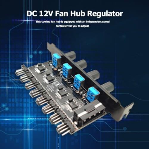 Extension Cable Splitter Adapter Controller 8 Channels 4 Knobs CPU Cooler PC Case Cooling Fan Speed Controller PCI Bracket