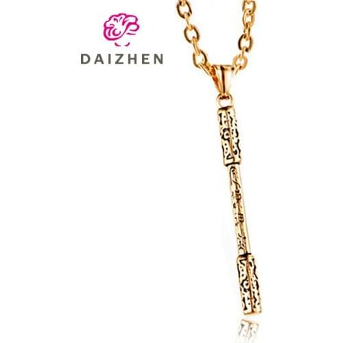 Vintage Monkey King Bar Pendant Necklaces For Men Hip Hop Metal Stick Necklaces Sweater Gold Silver Chain Jewelry Holiday Gift