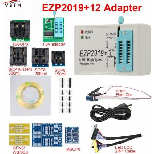 Newest Version EZP2019 High-speed USB SPI Programmer ezp 2019 with 12 Support24 25 93 EEPROM 25 Flash BIOS Chip+7 Socket