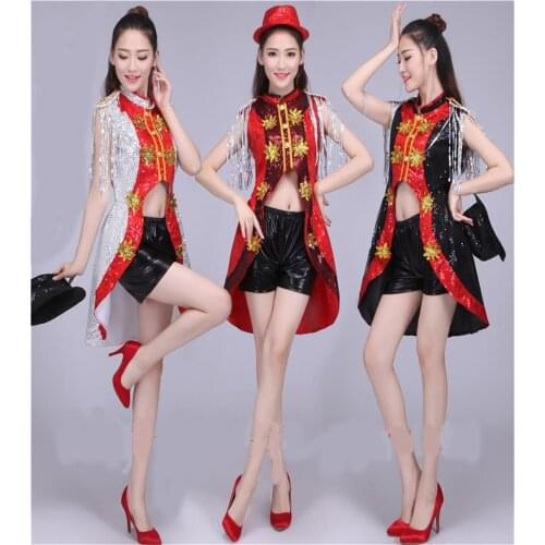 Adult female jazz modern dance nightclub stage performances sequins fashion ds costumes