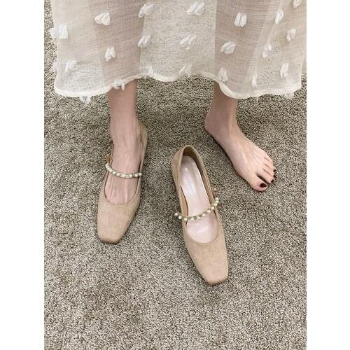 High heels womens spring 2021 new fashion square toe casual soft bottom thick heel work shoes