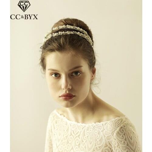 CC Hairband Crown Bridal Crystal Pearl Double layer Wedding Hair Accessories For Women Party Romantic Hairwear Jewelry Gift o863
