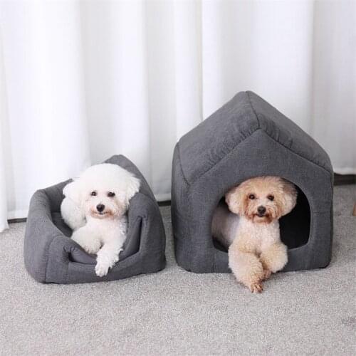 2In1 Pet Dog Bed House with Detach Mat Kennel Foldable Removable Breathable Cat Bed for Dog Cat Puppy Warm Soft Cushion Washable