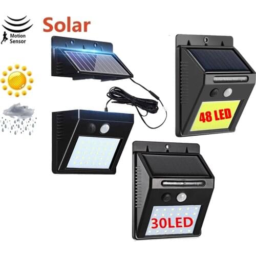 48/30 COB LED Solar Powered PIR Motion Sensor Wall lamp Human Body Infrared Light Outdoor Waterproof Home Garden Security Lights
