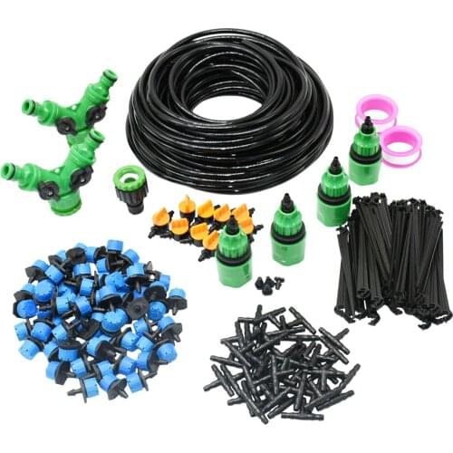 5-60M 1/4'' Automatic Micro Drip Irrigation System Garden 8 Hole Spray Self Watering Kits With Adjustable Green Dripper