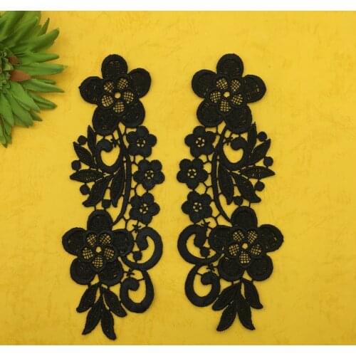 5pair 21x7.5cm embroidered cloth patches flower watersoluble guipure lace patches fabric lace patches for clothing