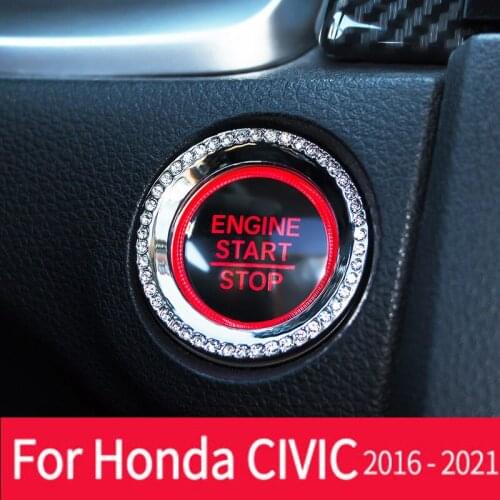 Car Alarm Engine Start Stop Button Key Decoration Star Ring Sticker Car Accessories Ignition Switch For Honda Civic