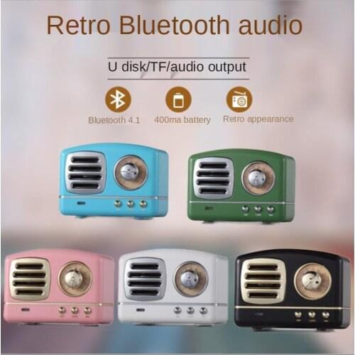 Mini Wireless Stereo Retro Speaker Rechargeable Retro Speaker Built-in Microphone Support BT Connection TF Card USB AUX Input