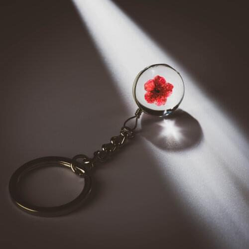 Flower in Glass Key Chain Hand made fahion bag pendant for women girl gift key Chains drop shipping #HZ111