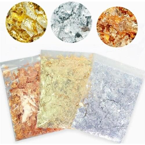 Decorative Gold Leaf Flakes 2g Gold Silver Confetti DIY Nail Art Painting Material Decorating Foil Paper Party Supplies