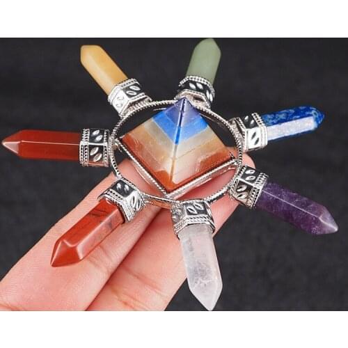 Energy Crystal semi-precious seven chakras energy healing stone pyramid energy harvesting 1Pcs