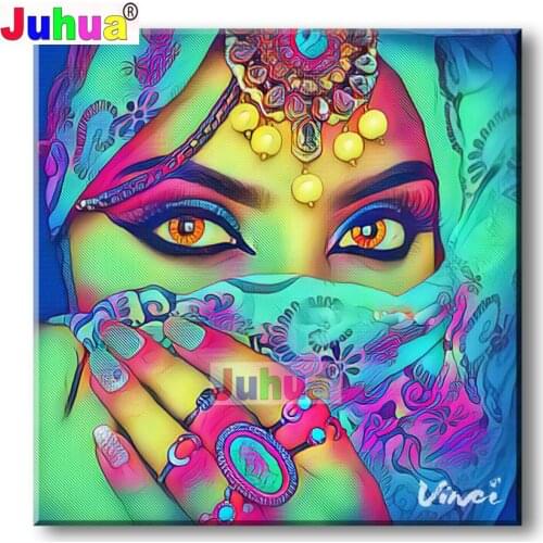 Fantasy Woamn Mask mosaic 5d diy Diamond Painting full square round drill rhinestone embroidery kits Middle East Lady Top Gift