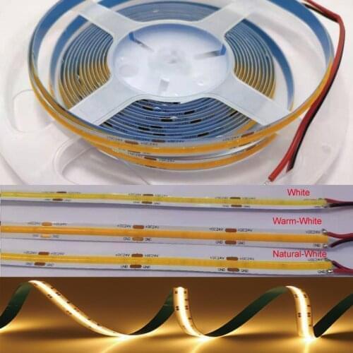 Flexible cob led strip DC 12V 5M 6-8W/m 224-528Leds/m extra bright cuttable Strip Light Deformable Fob Lamp No spot Linear light