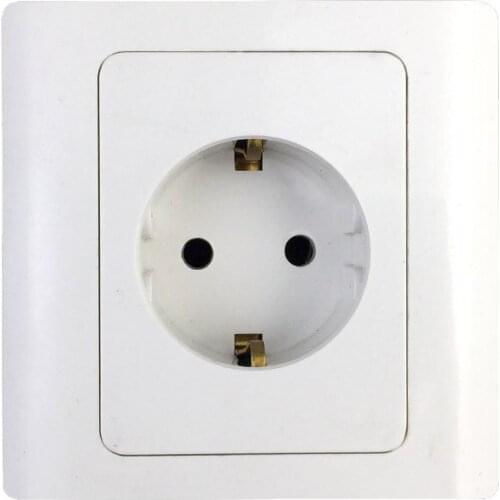 EU Standard Power Socket, AC110~250V 16A White PC-Panel 86mm*86mm Wall Electrical Plug Power Socket