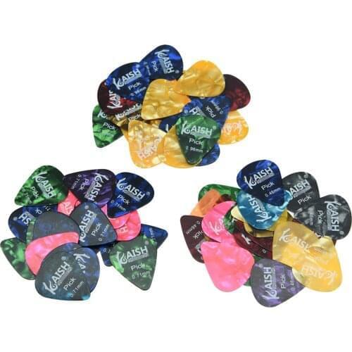 KAISH 60pcs Smooth Acoustic Electric Guitar Pick Picks Mixed Thickness Celluloid Plectrum Plectrums