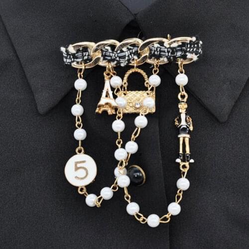 Camellia Flower Letter 5 Tassel Brooches Pins Broach Vintage Quality Brooch Pin Lady All Match Brooch Pins