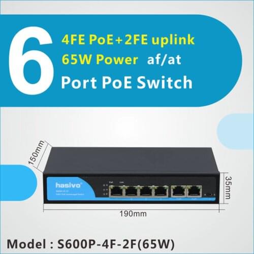 48V 4 Ports POE switch Ethernet with standardized port IEEE 802.3 af/at Suitable for IP camera/Wireless AP/CCTV camera system