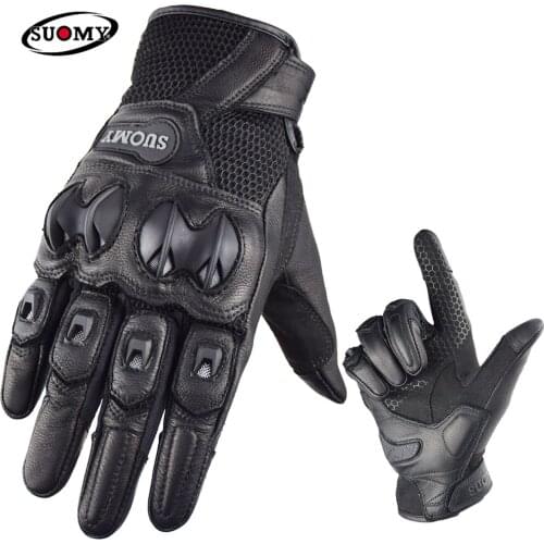 SUOMY Summer Leather Motorcycle Gloves 3D Mesh Breathable Guantes Moto Bike Protective Gloves Cycling Racing Touch Screen Gloves