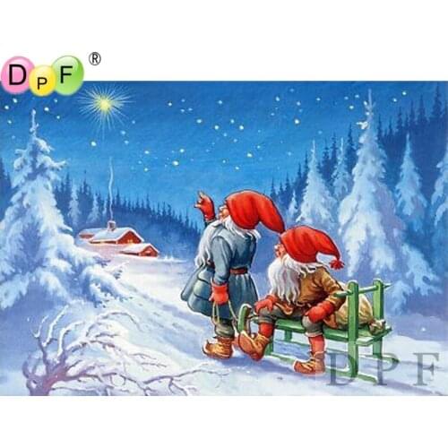 DPF diamond embroidery Two old men watch the moon diamond painting cross stich diamond mosaic full square needlework home decor