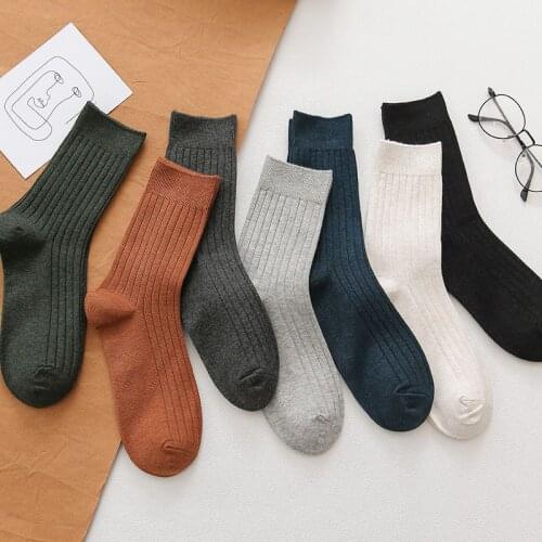 Glowing Future Men Socks 5 Pairs Cotton Solid Color Sport Casual Breathable Sweat Crew Socks Autumn Winter Black White Warm Sox