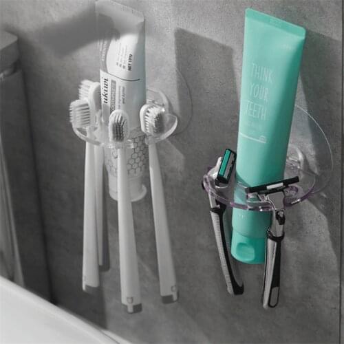 Plastic Toothbrush Holder Toothpaste Storage Rack Shaver Tooth Brush Dispenser Bathroom Organizer Toothpaste Storage Holder