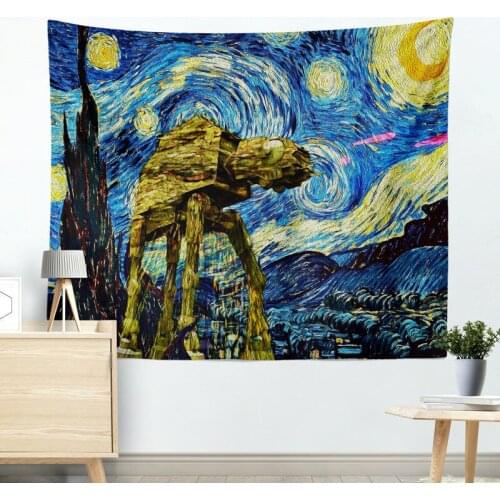 Popular Film People Oil Painting Starry Tapestry Hanging Wall Mounted Tapestry Home Decor Decoration Beach Towel Sitting Blanket