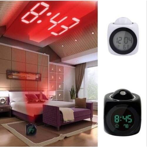 Projector Alarm Clock LCD Projection LED Display Time Digital Alarm Clock Talking Voice Prompt Thermometer Snooze Function Desk