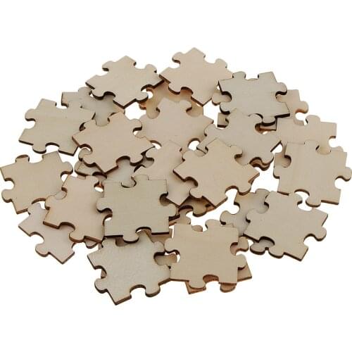 50x Blank Wooden Puzzle Scrapbooking Embellishment Jigsaw Toys Kids Crafts