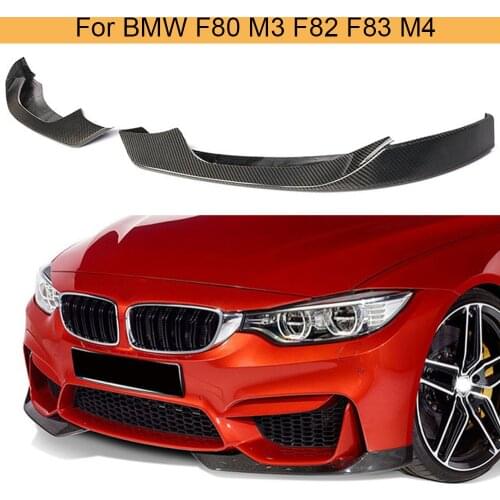 3 4 Series Car Front Bumper Splitters For BMW F80 M3 F82 F83 M4 2014 - 2019 Front Bumper Lip Splitters Flap Apron Carbon Fiber