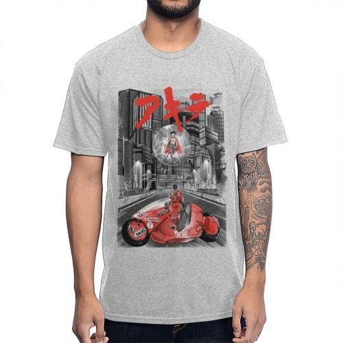 Retro Akira Shotaro Kaneda T Shirt Neo Tokyo Motorcycle T Shirt For Men Vintage Tee