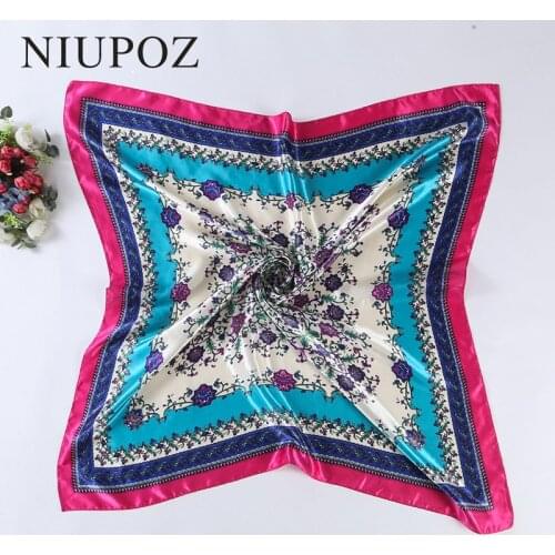 New Fashion Women Foulard Bandana Cashew Flower Square Polyester Silk Scarf Headband Hijab Shawl Ring Scarf Elegant 90*90cm
