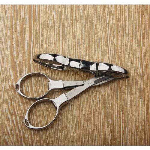 Stainless steel folding scissors 8-cut head scissors fishing line leather scissors travel portable scissors