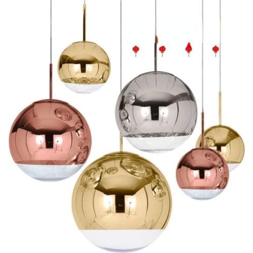 Modern Rose Gold Luxury Glass Ball Pendant Light Lighting for Living Dining Room Bar Restaurant Ceiling Hanging Lamp Home Decor