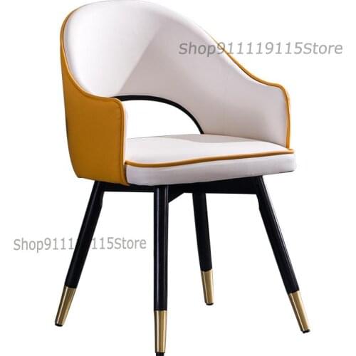 Modern North Europe Light Luxury Dining Chair Dining Table Stool Household Solid Wood Leisure Negotiation Restaurant Back Simple