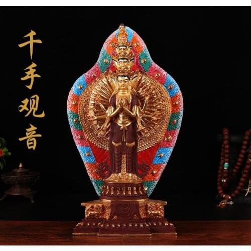 Unique TOP figure of Buddha HOME efficacious Protection Tibetan Gold-plated Thousands Hands Guanyin Buddha statue 39CM