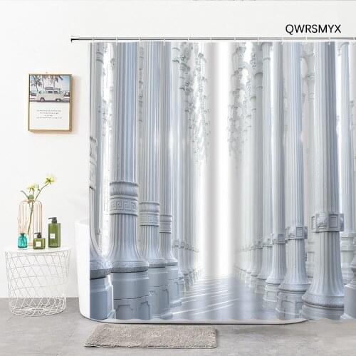 Ancient Greek Architecture Shower Curtains Fabric Hooks Classical Nostalgic Bathroom Curtain Home Household Toilet Decor Cloth