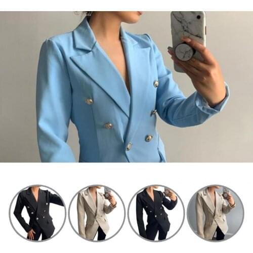 Coat Popular Medium Long Buttons Women Blazer Suit Suits Coat Double Breasted for Daily Wear