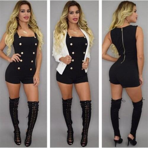 Women sleeveless Playsuit solid skinny bodycon Overalls 2019 sexy club party Slim Elegant Beach Jumpsuit