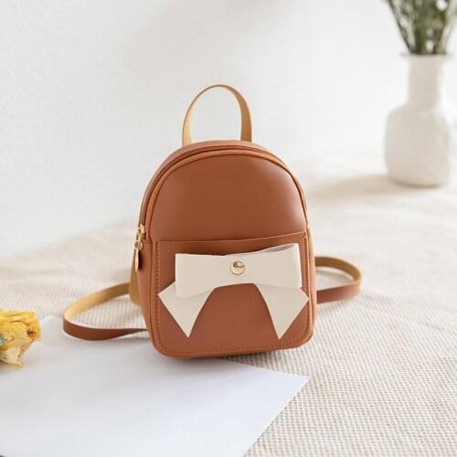Contrast Color Backpack Women Mini Bow Bag Large Capacity PU Bags for Travel Shopping New