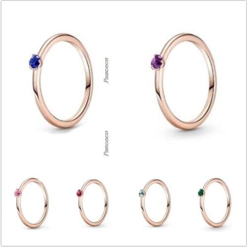 Original 925 Sterling Silver Colours Red Solitaire Rings For Women Wedding Party Gift Europe Fashion Jewelry