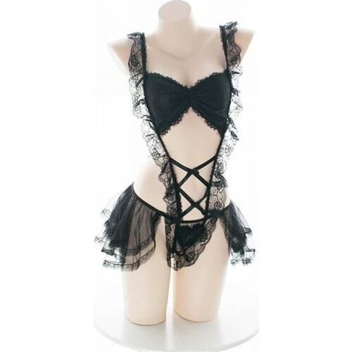 2022 Maid cosplay Lingerie Sexy Erotic Teddies Bodysuit Women Spaghetti Strap Underwear Nightwear Sex Costume Porno AD479