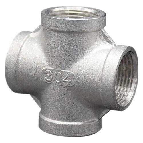1/4'' - 2'' BSP Female Thread Equal Cross Type 304 Stainless Steel DN8 - DN50 Water Pipe Fitting Joint 4 Ways Connector
